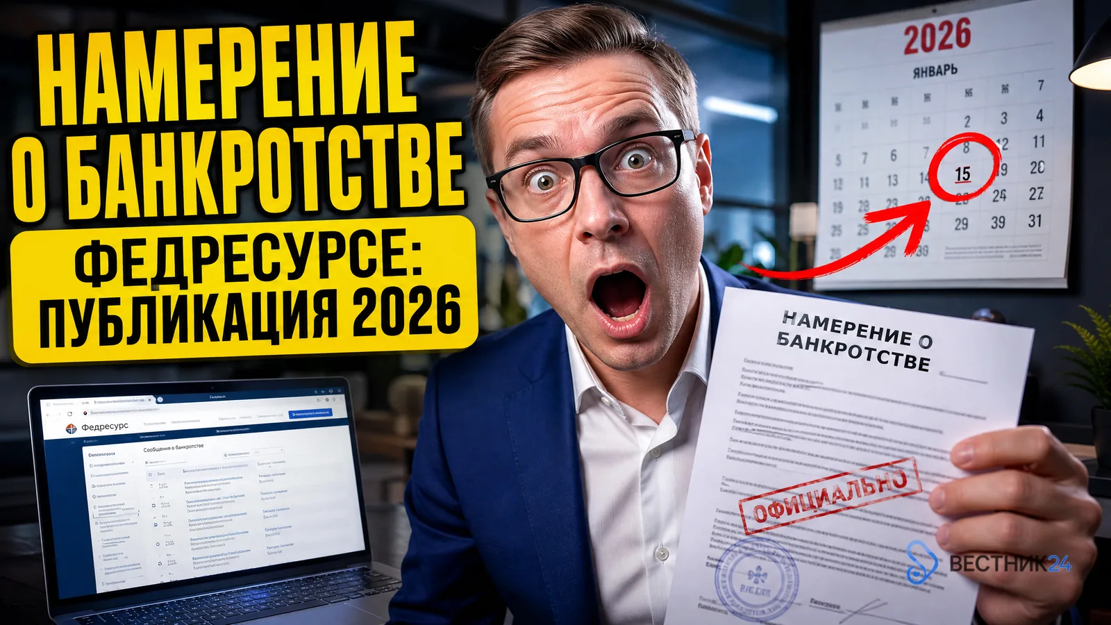 Намерение о банкротстве в Федресурсе: публикация 2026